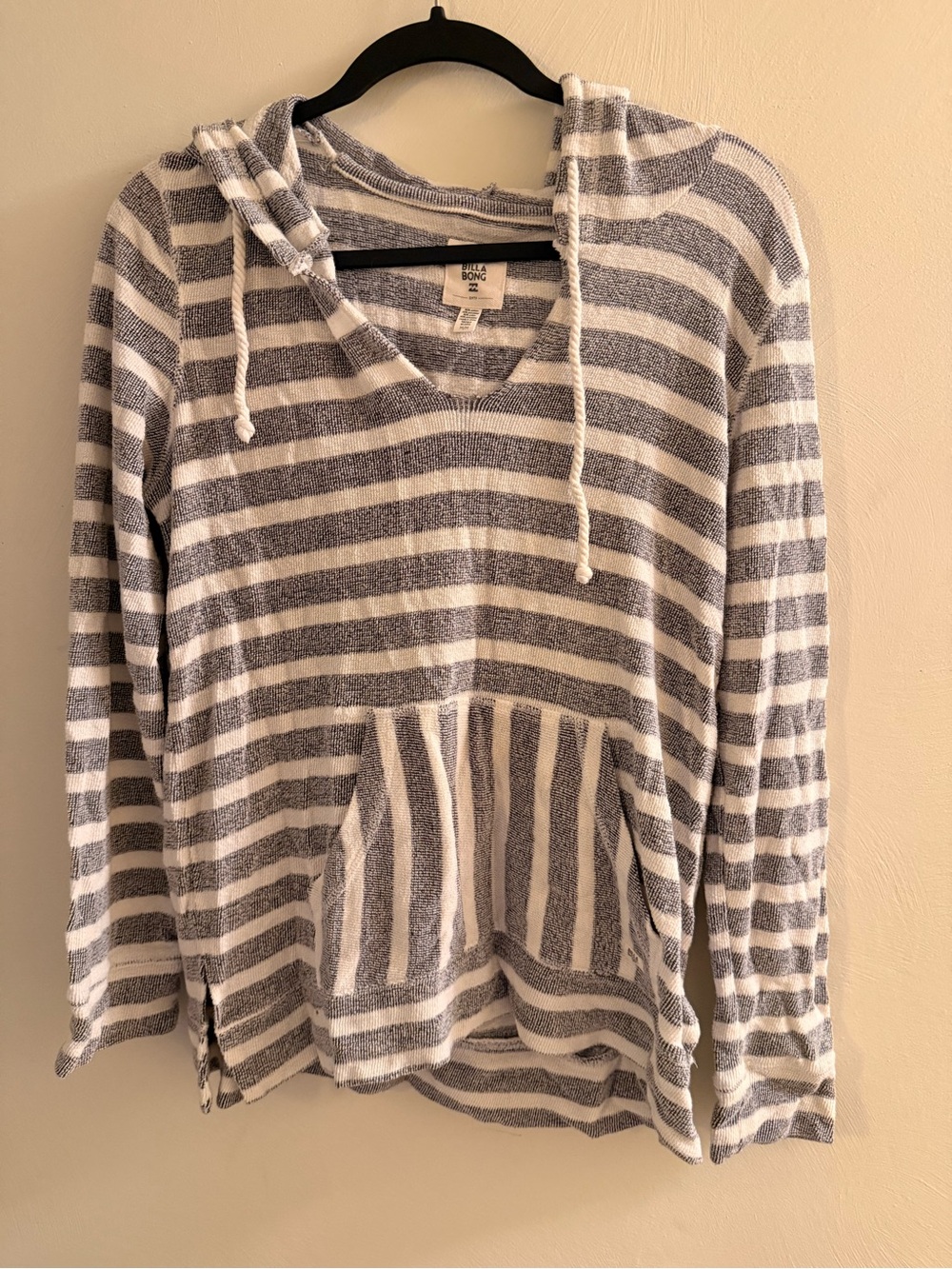 Billabong Striped Hooded Pullover - Gray & White